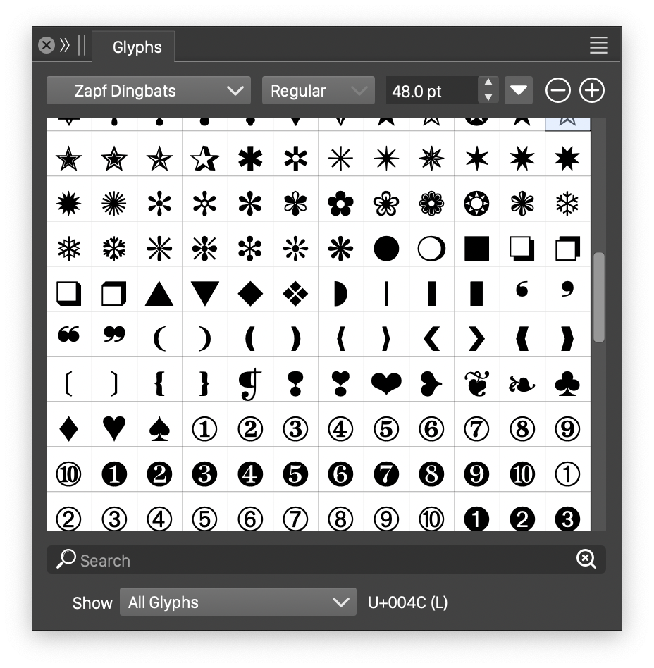 tsw glyphs