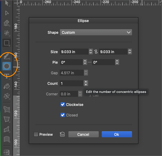 Doubleclick Parametric Shape Tool icon to get specific panel instead